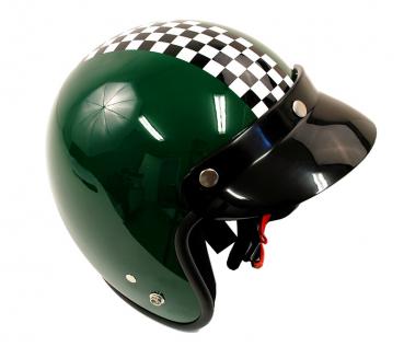 Jet Helm grün mit Racing Streifen (ECE konform)