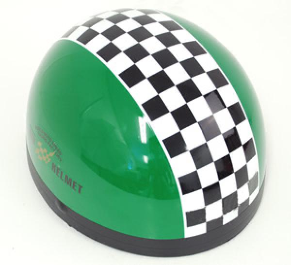 Halbschalenhelm, grün mit Racing Streifen (schwarz/weiß)